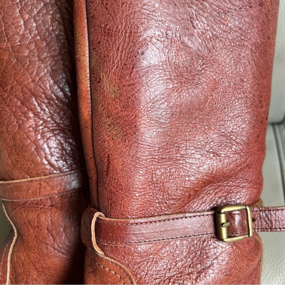 Vintage Frye Riding Boots Sz 7 M Dorado Knee High Redwood Pull On 77563 Spain - Picture 4 of 14